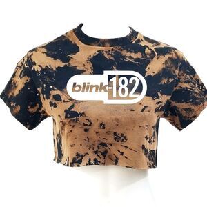 BLINK 182 Acid Washed, Distressed "Cropped" Crop Top (Band Tee) Punk Rock Tee